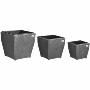 Gartenfreude Pflanzkübel Polyrattan Grau Größe L 3er-Set