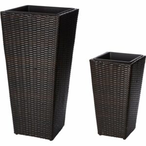 Gartenfreude Pflanzkübel Polyrattan Bicolour Braun verschiedene Größen 2er-Set