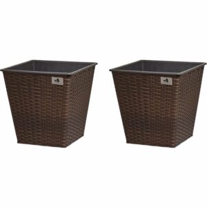 Gartenfreude Pflanzkübel Polyrattan konisch 32 cm x 32 cm Bicolour Braun 2er-Set